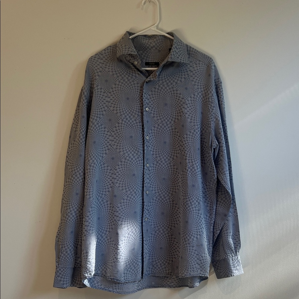 Zanella Gray Geometric Button Down Shirt